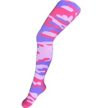 Bavlněné punčocháčky New Baby s maskáčovým vzorem růžovo-fialové - 116 (5-6 let)