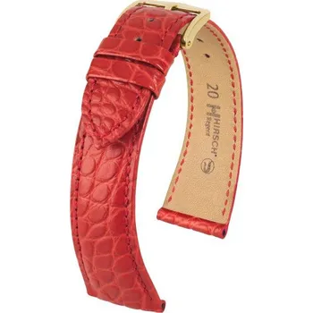 Řemínek na hodinky Kožený řemínek Hirsch Regent M 04107129-1, červený, aligátoří kůže, délka M, Quick Release - 17 mm