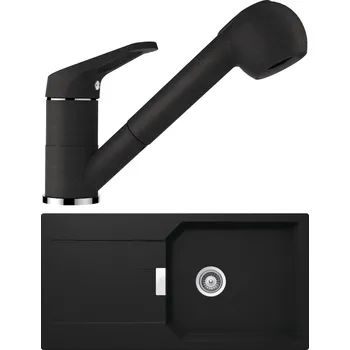 Granitový dřez Set Schock S18-2 (dřez Manhattan D-100L Onyx + baterie Cosmo.120 Onyx)