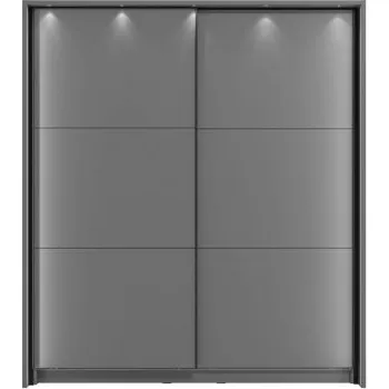 Šatní skříň Posuvná skříň s ozdobným rámem a osvětlením Catalina 180 - šedá