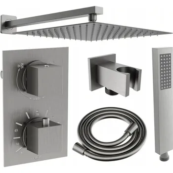 Vodovodní baterie Mexen CUBE - 2-výstupová podomítková sprchová sada 6v1, grafitová, 5907709105783