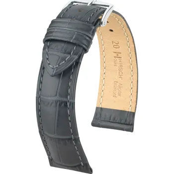 Řemínek na hodinky Kožený řemínek Hirsch Duke M 01028130-2, šedý, teletina, délka M, Quick Release