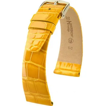 Módní doplněk Kožený řemínek Hirsch Prestige M 02307173-1, žlutý, aligátoří kůže, délka M, Quick Release
