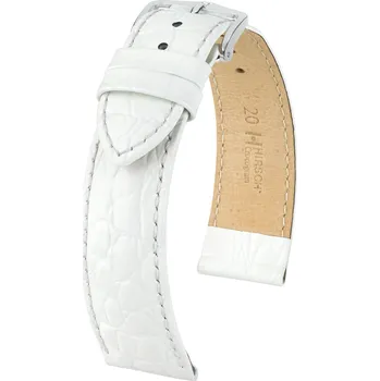 Řemínek na hodinky Kožený řemínek Hirsch Crocograin L 12322800-2, bílý, teletina, délka L, Quick Release