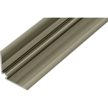 Stavební materiál AP45/1 schodová lišta vnitřní vrtaná ACARA, hliník elox titan, 25x25mm, 2,5 m, 3 mm