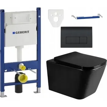 Klozet Geberit Duofix Basic+ WC TEO Rimless 51 x 35 cm + pomalu padající deska Slim, černá