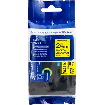 Pásek do tiskárny Kompatibilní páska Brother TZ-651 / TZe-651, 24mm x 8m, černý tisk / žlutý podklad