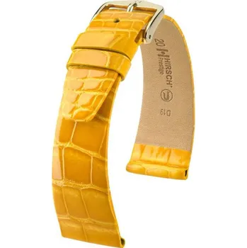 Módní doplněk Kožený řemínek Hirsch Prestige L 02207073-1, žlutý, aligátoří kůže, délka L, Quick Release