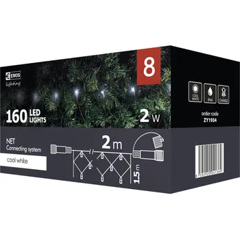 Vánoční osvětlení EMOS D1DC01 160 LED studená bílá