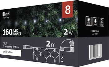 Vánoční osvětlení EMOS D1DC01 spojovací světelný řetěz síť 160 LED studená bílá