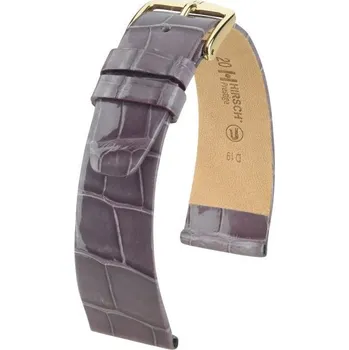 Módní doplněk Kožený řemínek Hirsch Prestige L 02207012-1, fialový, aligátoří kůže, délka L, Quick Release - 17 mm
