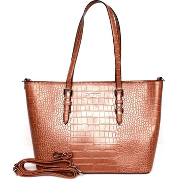 Kabelka Dámská velká elegantní pevná kabelka na rameno FLORA&CO X9527 hnědá | KabelkyproVas.cz