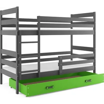 Postel BMS GROUP Patrová postel ERYK 90x200 cm, grafitová/zelená (Volba matrace: Pěnová matrace)