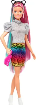 Panenka Barbie GRN81 Leopardí panenka s duhovými vlasy