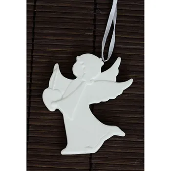 Zahradní dekorace Autronic Anděl, porcelánová dekorace, bílá matná glazura, na zavěšení AND182