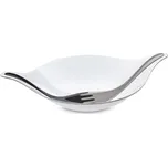 Salátová mísa s příborem Koziol Leaf L mísa bílá, příbor černo-šedý