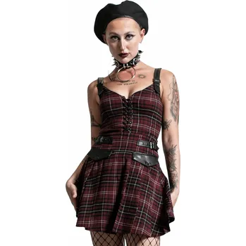 Dámské šaty šaty dámské KILLSTAR - Distortion Pleated - BLOOD TARTAN