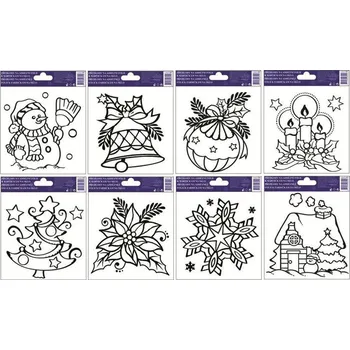 Anděl Předlohy na malování na sklo s vyvýšenou konturou vánoční 1588, 17x14cm Předlohy na adhezní fólii: 1. SNĚHULÁK - 2 POSLEDNÍ KUSY -