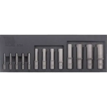 Gola hlavice Hlavice nástrčné 1/4", 3/8" a 1/2", prodloužené, E-profil, E4-E24, sada 13 dílů, Welzh (Welzh Werkzeug)