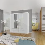 Arkos Šatní skříň Rina, v220 x š207 x h60cm, bílá matná / bílý lesk, lamino