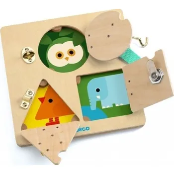 Dřevěná hračka Djeco DJ06213 Dřevěná zamykací dvířka
