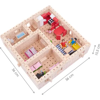 ostatní stavebnice Dřevěná stavebnice Buko – Velký dům půdorys, 298 dílů