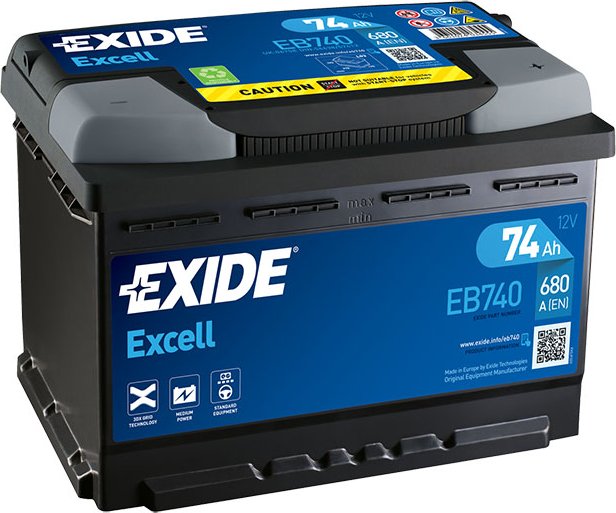 Exide Excell 12V 74Ah 680A EB740