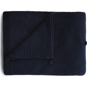 Dětská deka Mushie pletená dětská deka z organické bavlny Puntíkovaná Dark navy