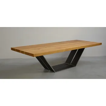 Jídelní stůl HAHNHOLZ Dubový jídelní stůl v kombinaci s plochou ocelí Objednat v délce: 235 cm, šířka: 80 cm, výška: 60 cm