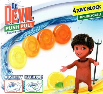 Čisticí prostředek na WC Dr. Devil Push Pull Gel WC blok bez košíku 4x 20 g