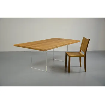 Jídelní stůl HAHNHOLZ Dubový jídelní stůl v kombinaci s lícem z plexiskla Objednat v délce: 140 cm, šířka: 100 cm, výška: 80 cm
