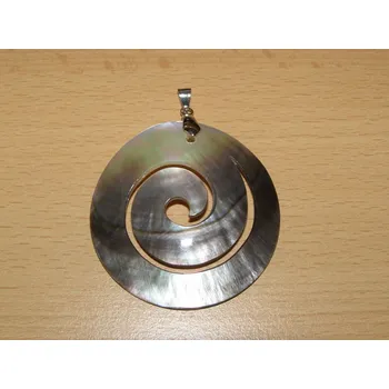 Drahý kámen Perleť tmavá - Přívěsek - spirála - kpp28