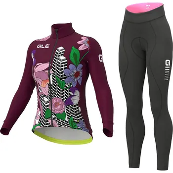 Sport ALÉ Cyklistický zimní dres a kalhoty - PR-R CITY LADY WNT - černá/fialová