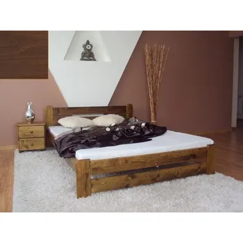 Postel Maxi-Drew Postel z masivu Eureka 100x200 borovice + rošt (Barva dřeva: Ořech)
