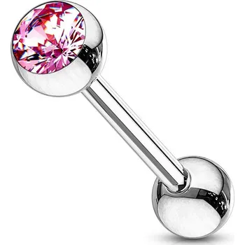 Piercing Piercing do jazyka - kamínek (růžová, 1,6 x 16 mm)