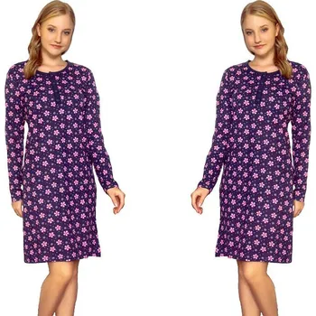 Dámská košilka La Penna modrá s růžovými květy M