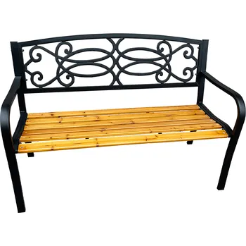 Zahradní lavice Tempo Kondela Zahradní lavička, černá / přírodní, ROTINA NEW