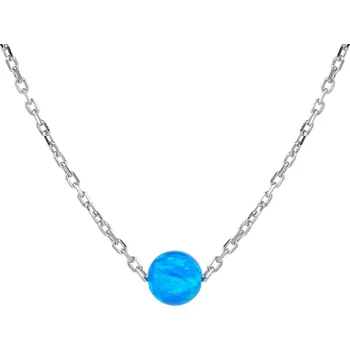 Řetízek Bealio BEALIO Stříbrný náhrdelník KULIČKA 5 mm modrý OPÁL Délka řetízku: 40+5 cm 03-07554-0584