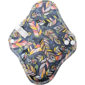 Menstruační vložka Breberky BIO Denní vložka (PUL) - Indiánská pírka & přírodní bambusovo-biobavlněné froté