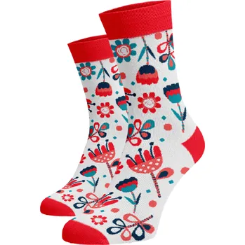 Dámské ponožky Veselé ponožky Folklor Bílá Bavlna 35-38