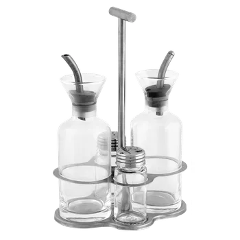 Nádoba na olej a ocet Sada na koření ANTI-DROP, skleněná lahvička na olej a ocet, sůl, pepř