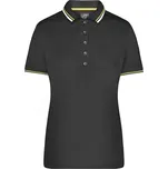 Dámské triko s límečkem fashion JAMES NICHOLSON JN965 BLACK/WHITE/YELLOW L