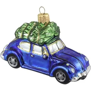 Vánoční ozdoba Skleněné autíčko modré