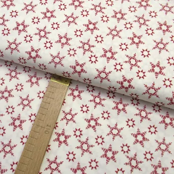 Bavlněné plátno - Vločky červené na bílé - šíře 150cm