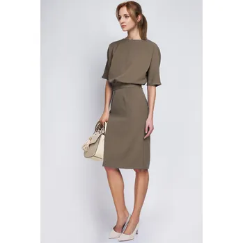 Dámské šaty Vypasované šaty elegantní s kimono topem SUK123 Barva: Khaki, Velikost: XS