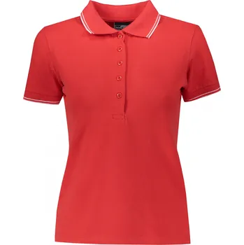 Dámské tričko Dámské triko s límečkem JAMES NICHOLSON JN985 TOMATO/WHITE S