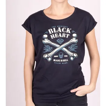 Dámské tričko Dámské Triko BLACK HEART BONES EXT Barva: Modrá, Velikost: L