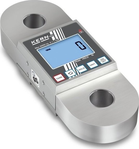Siloměr Kern HFA 1000kg (Přenosný digitální siloměr / závěsná váha pro měření tahu s integrovaným měřícím senzorem)