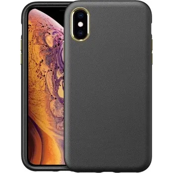 Pouzdro na mobilní telefon Nárazuvzdorný kryt s texturou kůže pro iPhone XS Max - černý