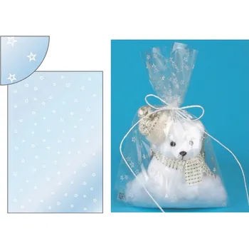 Vánoce Sáček průhledný s hvězdičkami 16x25cm 13500